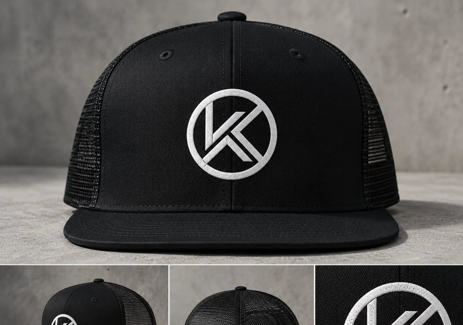 Gorra negra KAMAE con logotipo bordado